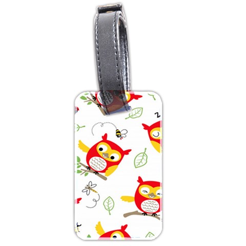 Seamless Pattern Vector Owl Cartoon With Bugs Luggage Tag (two sides) from ArtsNow.com Front