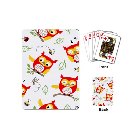 Seamless Pattern Vector Owl Cartoon With Bugs Playing Cards Single Design (Mini) from ArtsNow.com Back