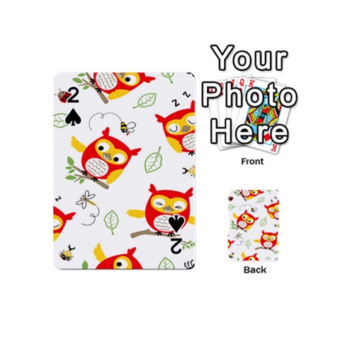 Seamless Pattern Vector Owl Cartoon With Bugs Playing Cards 54 Designs (Mini) from ArtsNow.com Front - Spade2
