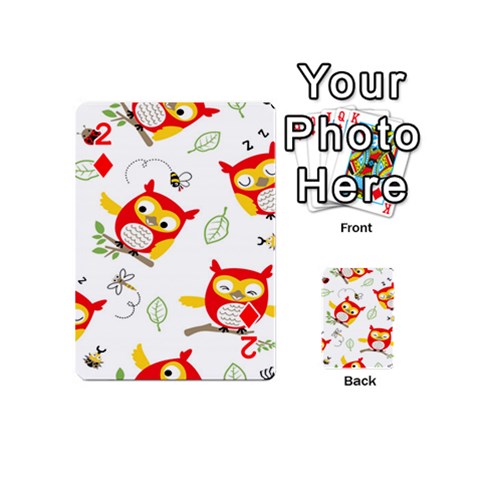 Seamless Pattern Vector Owl Cartoon With Bugs Playing Cards 54 Designs (Mini) from ArtsNow.com Front - Diamond2