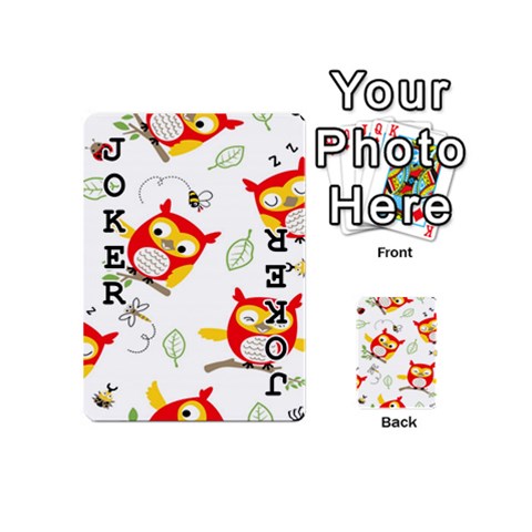 Seamless Pattern Vector Owl Cartoon With Bugs Playing Cards 54 Designs (Mini) from ArtsNow.com Front - Joker1