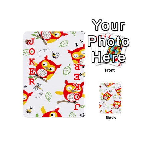 Seamless Pattern Vector Owl Cartoon With Bugs Playing Cards 54 Designs (Mini) from ArtsNow.com Front - Joker2