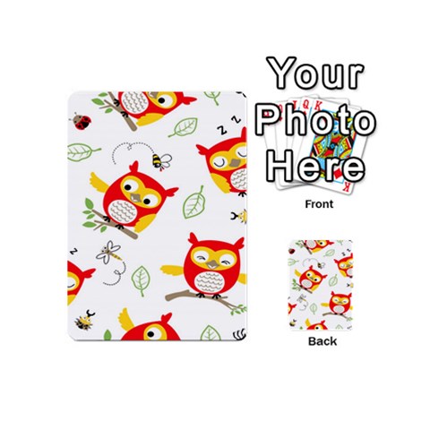 Seamless Pattern Vector Owl Cartoon With Bugs Playing Cards 54 Designs (Mini) from ArtsNow.com Back