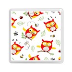 Seamless Pattern Vector Owl Cartoon With Bugs Memory Card Reader (Square)