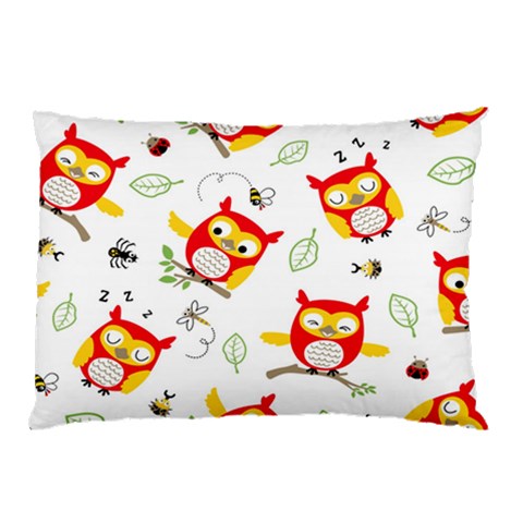 Seamless Pattern Vector Owl Cartoon With Bugs Pillow Case (Two Sides) from ArtsNow.com Front