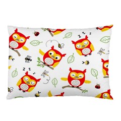 Seamless Pattern Vector Owl Cartoon With Bugs Pillow Case (Two Sides) from ArtsNow.com Back
