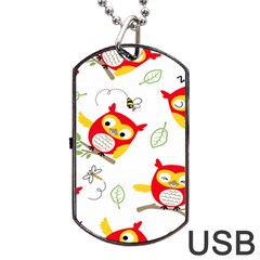 Seamless Pattern Vector Owl Cartoon With Bugs Dog Tag USB Flash (Two Sides) from ArtsNow.com Front