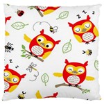 Seamless Pattern Vector Owl Cartoon With Bugs Large Cushion Case (Two Sides)