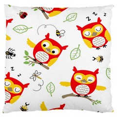Seamless Pattern Vector Owl Cartoon With Bugs Large Cushion Case (Two Sides) from ArtsNow.com Back