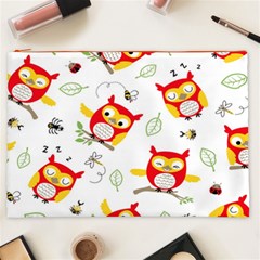 Seamless Pattern Vector Owl Cartoon With Bugs Cosmetic Bag (XXL) from ArtsNow.com Front
