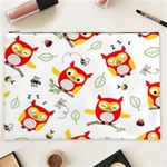 Seamless Pattern Vector Owl Cartoon With Bugs Cosmetic Bag (XXL)