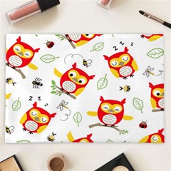 Seamless Pattern Vector Owl Cartoon With Bugs Cosmetic Bag (XXL) from ArtsNow.com Back