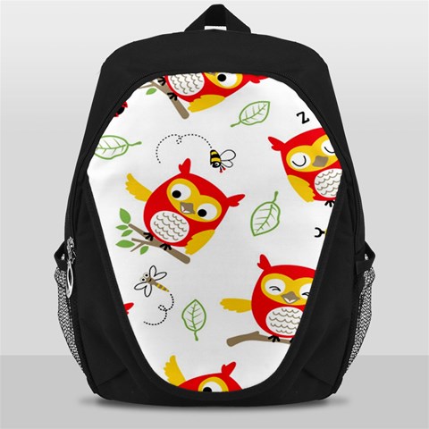Seamless Pattern Vector Owl Cartoon With Bugs Backpack Bag from ArtsNow.com Front