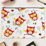 Seamless Pattern Vector Owl Cartoon With Bugs Cosmetic Bag (XXXL)