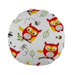 Seamless Pattern Vector Owl Cartoon With Bugs Standard 15  Premium Round Cushions