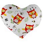 Seamless Pattern Vector Owl Cartoon With Bugs Large 19  Premium Heart Shape Cushions