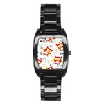Seamless Pattern Vector Owl Cartoon With Bugs Stainless Steel Barrel Watch
