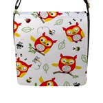 Seamless Pattern Vector Owl Cartoon With Bugs Flap Closure Messenger Bag (L)