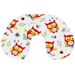Seamless Pattern Vector Owl Cartoon With Bugs Travel Neck Pillow