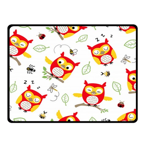 Seamless Pattern Vector Owl Cartoon With Bugs Two Sides Fleece Blanket (Small) from ArtsNow.com 45 x34  Blanket Front