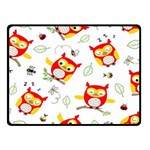 Seamless Pattern Vector Owl Cartoon With Bugs Two Sides Fleece Blanket (Small)