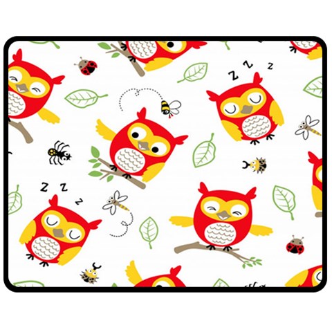 Seamless Pattern Vector Owl Cartoon With Bugs Two Sides Fleece Blanket (Medium) from ArtsNow.com 58.8 x47.4  Blanket Front