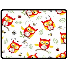 Seamless Pattern Vector Owl Cartoon With Bugs Two Sides Fleece Blanket (Large) from ArtsNow.com 80 x60  Blanket Front