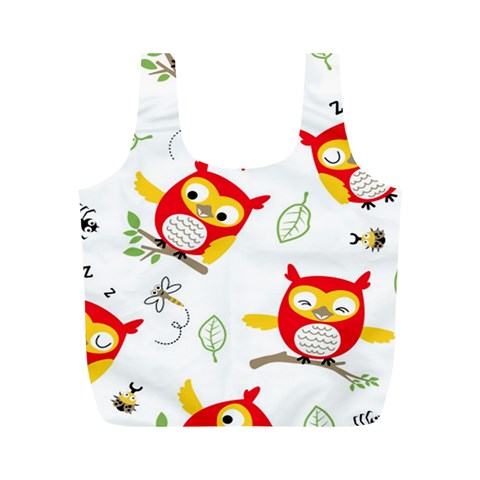 Seamless Pattern Vector Owl Cartoon With Bugs Full Print Recycle Bag (M) from ArtsNow.com Front