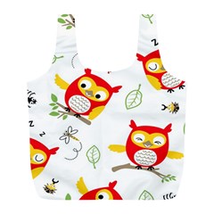 Seamless Pattern Vector Owl Cartoon With Bugs Full Print Recycle Bag (L) from ArtsNow.com Back
