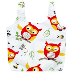 Seamless Pattern Vector Owl Cartoon With Bugs Full Print Recycle Bag (XL) from ArtsNow.com Back