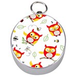 Seamless Pattern Vector Owl Cartoon With Bugs Silver Compasses