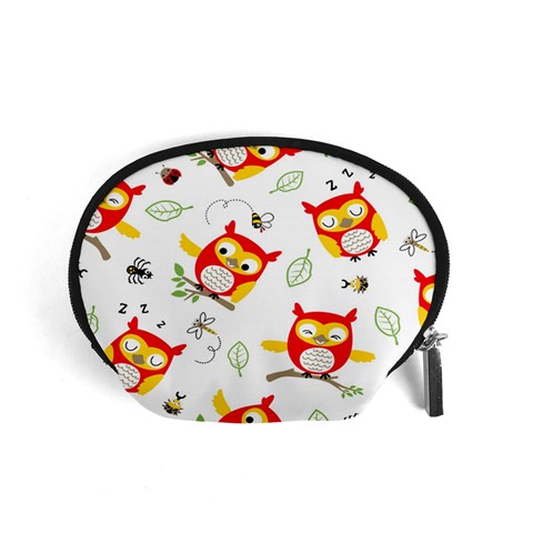 Seamless Pattern Vector Owl Cartoon With Bugs Accessory Pouch (Small) from ArtsNow.com Front