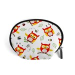Seamless Pattern Vector Owl Cartoon With Bugs Accessory Pouch (Small)