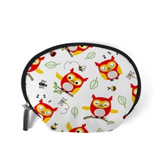 Seamless Pattern Vector Owl Cartoon With Bugs Accessory Pouch (Small) from ArtsNow.com Back