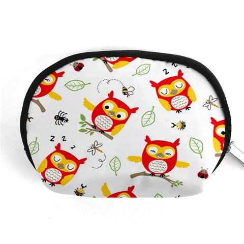 Seamless Pattern Vector Owl Cartoon With Bugs Accessory Pouch (Medium) from ArtsNow.com Front
