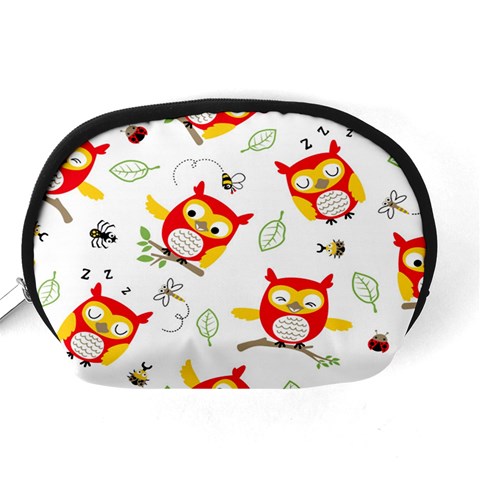 Seamless Pattern Vector Owl Cartoon With Bugs Accessory Pouch (Medium) from ArtsNow.com Back