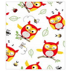 Seamless Pattern Vector Owl Cartoon With Bugs Drawstring Pouch (Small) from ArtsNow.com Front