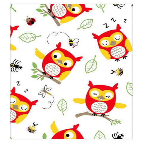 Seamless Pattern Vector Owl Cartoon With Bugs Drawstring Pouch (Large) from ArtsNow.com Front