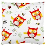 Seamless Pattern Vector Owl Cartoon With Bugs Large Premium Plush Fleece Cushion Case (Two Sides)