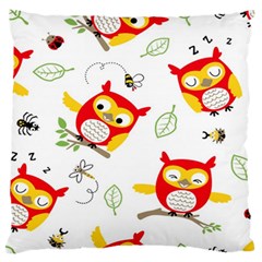 Seamless Pattern Vector Owl Cartoon With Bugs Large Premium Plush Fleece Cushion Case (Two Sides) from ArtsNow.com Back