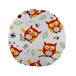 Seamless Pattern Vector Owl Cartoon With Bugs Standard 15  Premium Flano Round Cushions