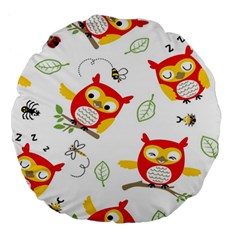 Seamless Pattern Vector Owl Cartoon With Bugs Large 18  Premium Flano Round Cushions from ArtsNow.com Front