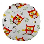 Seamless Pattern Vector Owl Cartoon With Bugs Large 18  Premium Flano Round Cushions