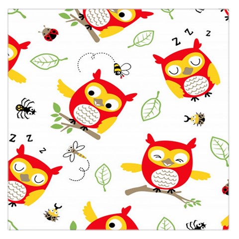 Seamless Pattern Vector Owl Cartoon With Bugs Square Satin Scarf (36  x 36 ) from ArtsNow.com Front