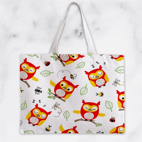 Seamless Pattern Vector Owl Cartoon With Bugs Zipper Mini Tote Bag from ArtsNow.com Back