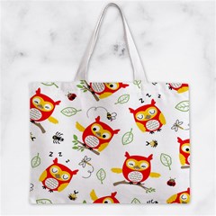 Seamless Pattern Vector Owl Cartoon With Bugs Zipper Mini Tote Bag from ArtsNow.com Back