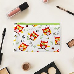 Seamless Pattern Vector Owl Cartoon With Bugs Cosmetic Bag (XS) from ArtsNow.com Front