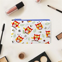 Seamless Pattern Vector Owl Cartoon With Bugs Cosmetic Bag (XS) from ArtsNow.com Front