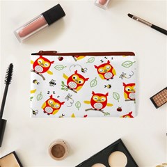 Seamless Pattern Vector Owl Cartoon With Bugs Cosmetic Bag (XS) from ArtsNow.com Front