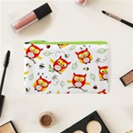 Seamless Pattern Vector Owl Cartoon With Bugs Cosmetic Bag (XS)